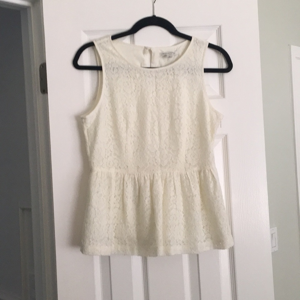 Banana Republic Ivory Lace Peplum Blouse